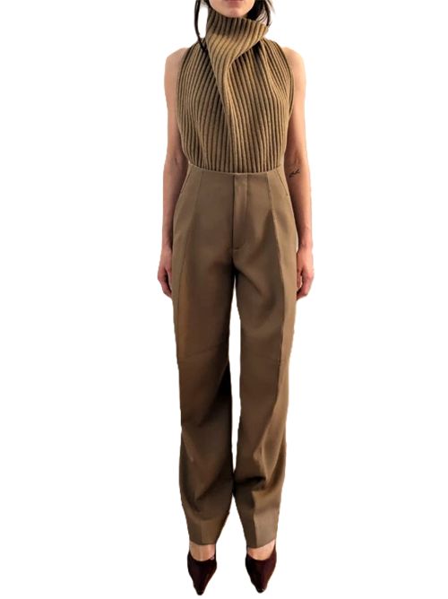 VICTORIA BECKHAM Sculptural leg pants dark camel Victoria Beckham | 1425WTR006632C2529 DARK CAMEL